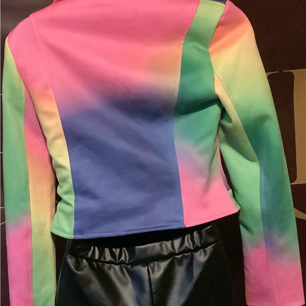 Love Highlight Women's Splash of Color Long Sleeves Painted Biker Jacket - Picture 4 of 11